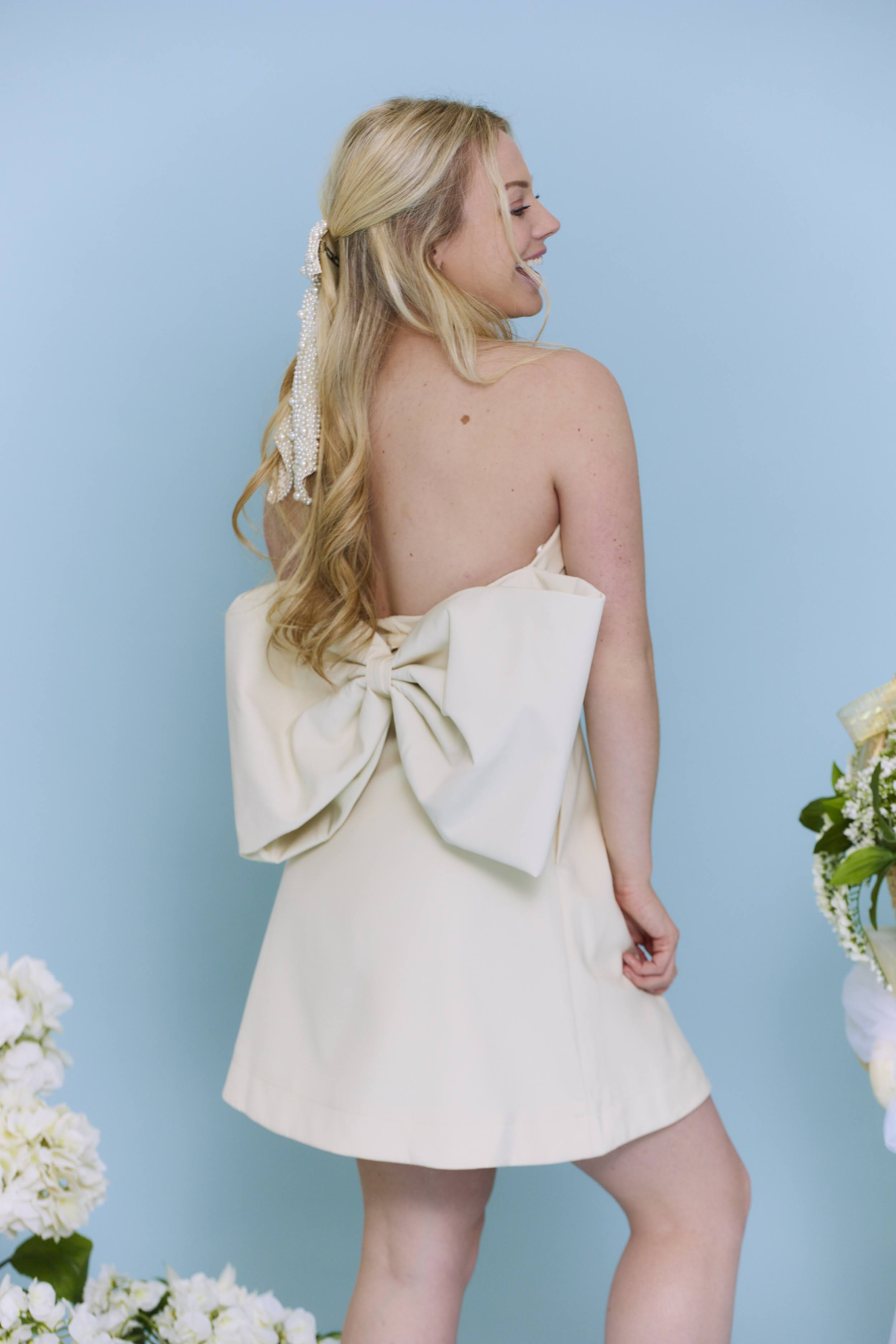 Mine Forever Bow Detail Tube Dress - Beige – Wight Elephant Boutique