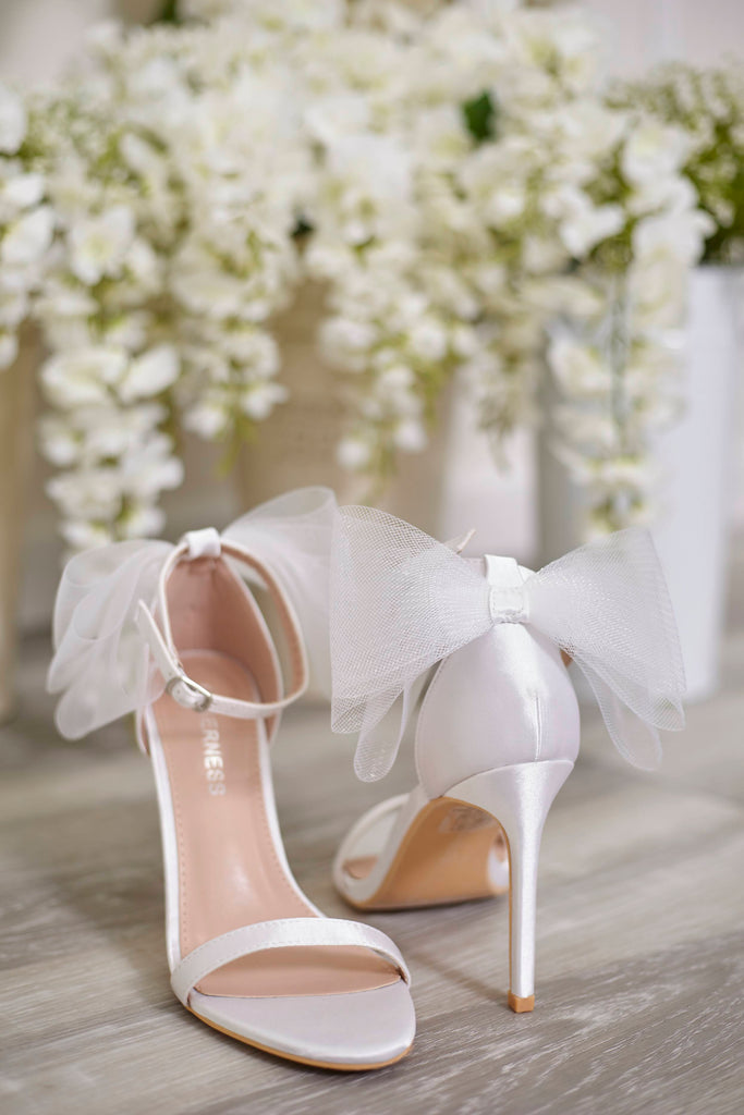 White Wedding Shoes For Bride White Heels With Bow Wedding, 44% OFF